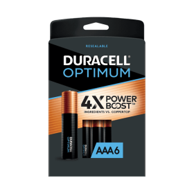 Duracell Optimum AAA Battery with 4X POWER BOOST™, 6 Pack Resealable Package