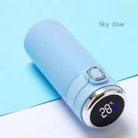 Intelligent Vacuum Cup Car Protable Thermos Coffee Tea Milk Travel Thermoses Bottle Stainless Steel Smart Temperature Display (Capacity: 320ml, Color: Blue)