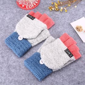 Winter Warm Thickening Wool Gloves Knitted Flip Fingerless Exposed Finger Thick Gloves Without Fingers Mittens Glove Women (Gloves Size: One size, Color: Light Grey)