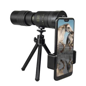 4K 10-300X40MM Super Telephoto Monocular Telescope Zoom Monocular Binoculars Pocket Telescope for Smartphone Take Picture (Color: Telescope with Tripo)