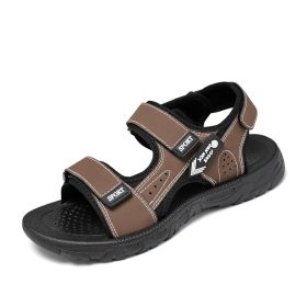 Men Beach Sandals Man Hiking Sandals Outdoor Casual Shoes High Quality 2022 Summer Aqua Shoes Comfortable Male Non-slip Sandals (Color: Dark brown, size: 41)