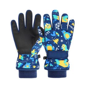 Winter Gloves For Kids Boys Girls Snow Windproof Mittens Outdoor Ski Gloves (Color: Blue, size: L)