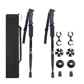 Sports & Outdoors Four-section Trekking Straight Trekking Poles (Type: Trekking Poles, Color: Black)