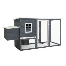 Outdoor Chicken Cage Hen House with 1 Egg Cage Gray Wood (Color: Gray)