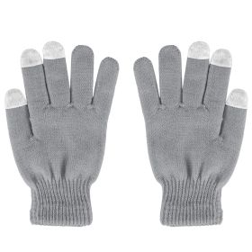 Unisex Winter Knit Gloves Touchscreen Outdoor Windproof Cycling Skiing Warm Gloves (Color: Grey)